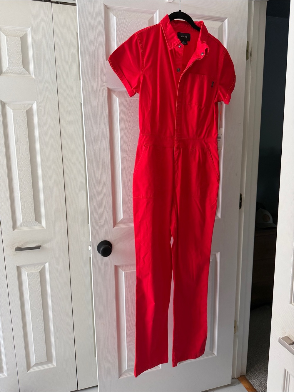ATWYLD Women Red Short-Sleeve Utility Jumpsuit